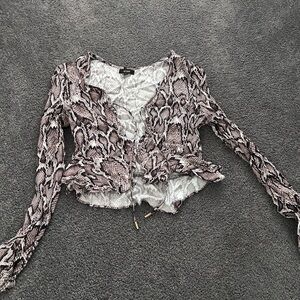 AFRM Brown and Black Patterned Blouse